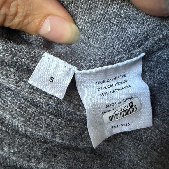 Naadam 100% Cashmere Gray Ribbed Sleeve Sweater Size S - Picture 5 of 6